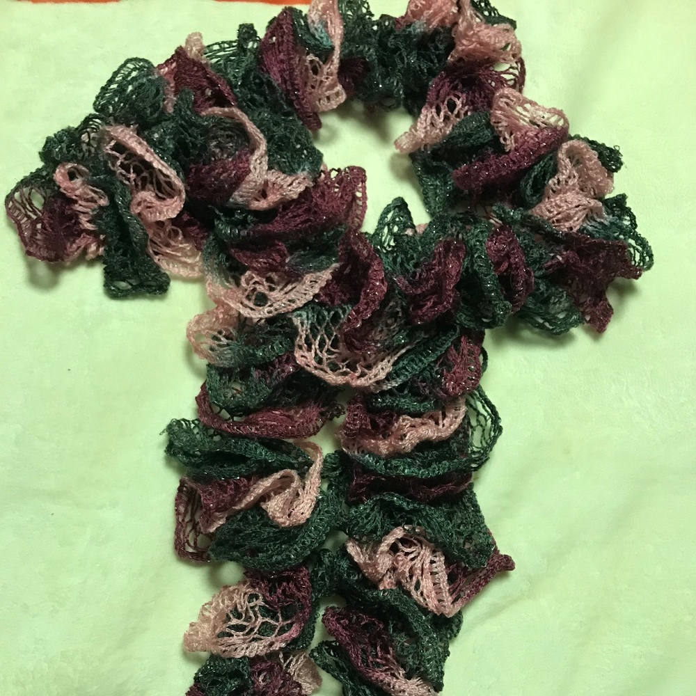 Handmade Pink and Gray Multicolored Sparkles Scarf